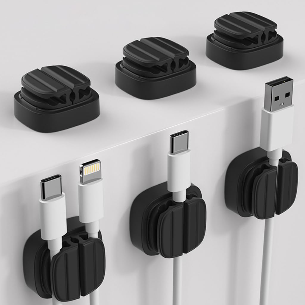 HASTHIP Multi Cable Holder Wall Cable Clip Holder Self Adhesive Multi Cable Clip Holder Holding Up to 3 Cables, Under Desk Cable Organizer Holder Power Cable Grip Cable Management Clip Holder HASTHIP Multi Cable Holder Wall Cable Clip Holder Self Adhesive Multi Cable Clip Holder Holding Up to 3 Cables, Under Desk Cable Organizer Holder Power Cable Grip Cable Management Clip Holder
